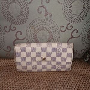 Louis Vuitton damier azure sara long bifold wallet